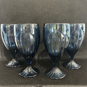 Lenox Sky Blossoms Water Goblets Ice Tea Set Of 4 Cobalt Deep Blue Nice